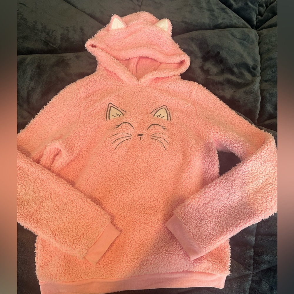 SO Pink Fuzzy Cat Hoodie for Kids